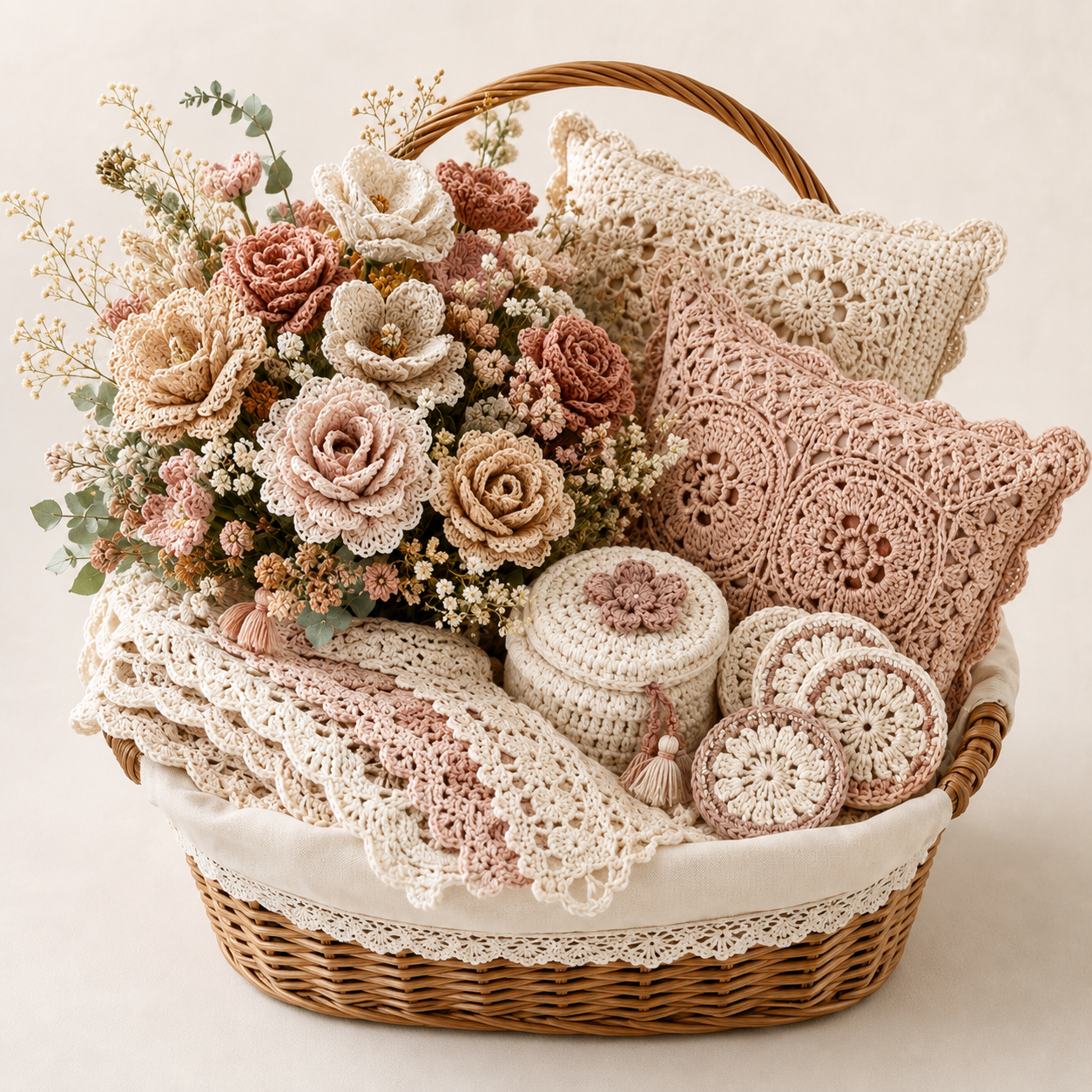 Blush Rose Luxury Crochet Home Décor Hamper